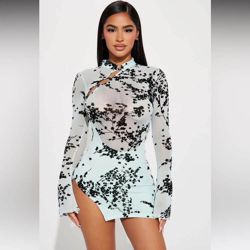 Anastasia Mesh Mini Dress Blue / Fashion Nova